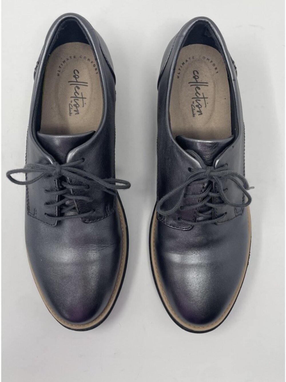 Clark Collection Silver Charcoal Lace Up Platform Women’s Shoes 7.5